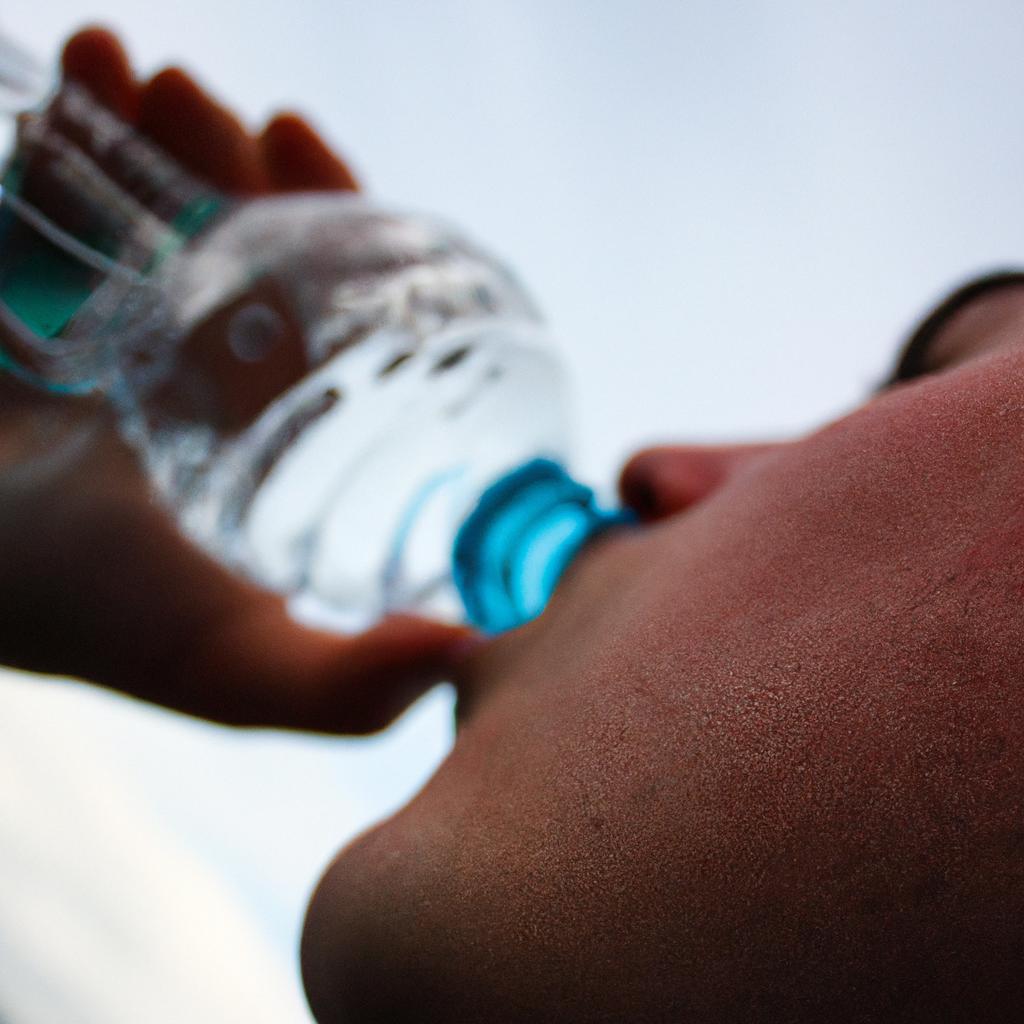 Person drinking water from bottle